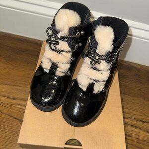 UGG Black and Cream Shearling Boots